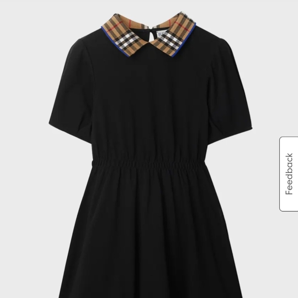Burberry Black Dress with Plaid Collar
